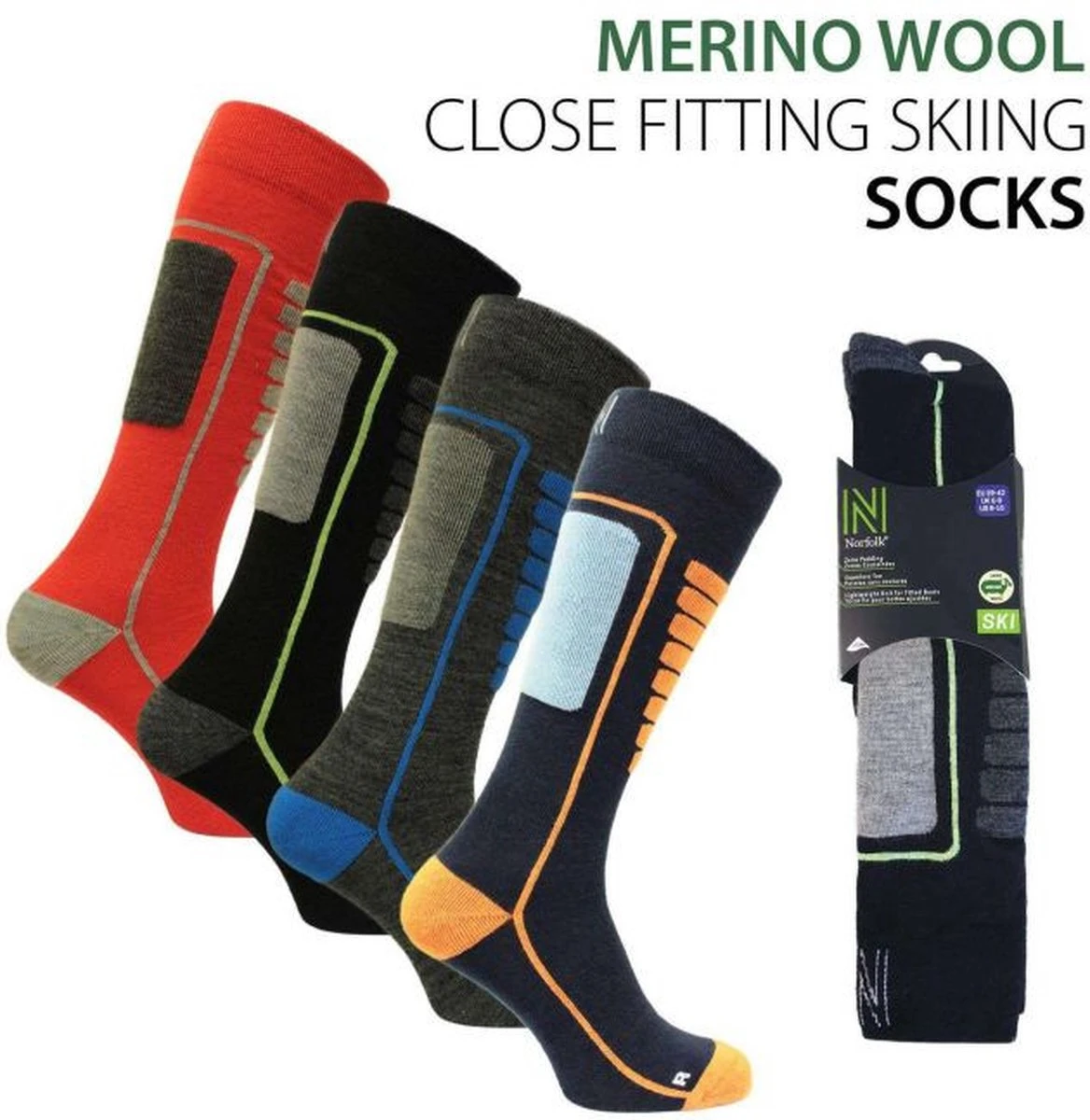 Norfolk - Skisokken - 63% Merino Wol Skisokken - Schokabsorptie Lichtgewicht Skisokken - Maat 47-50 - Zwart - Courchevel 4 Norfolk - Skisokken - 63% Merino Wol Skisokken - Schokabsorptie Lichtgewicht Skisokken - Maat 47-50 - Zwart - Courchevel - Afbeelding 2