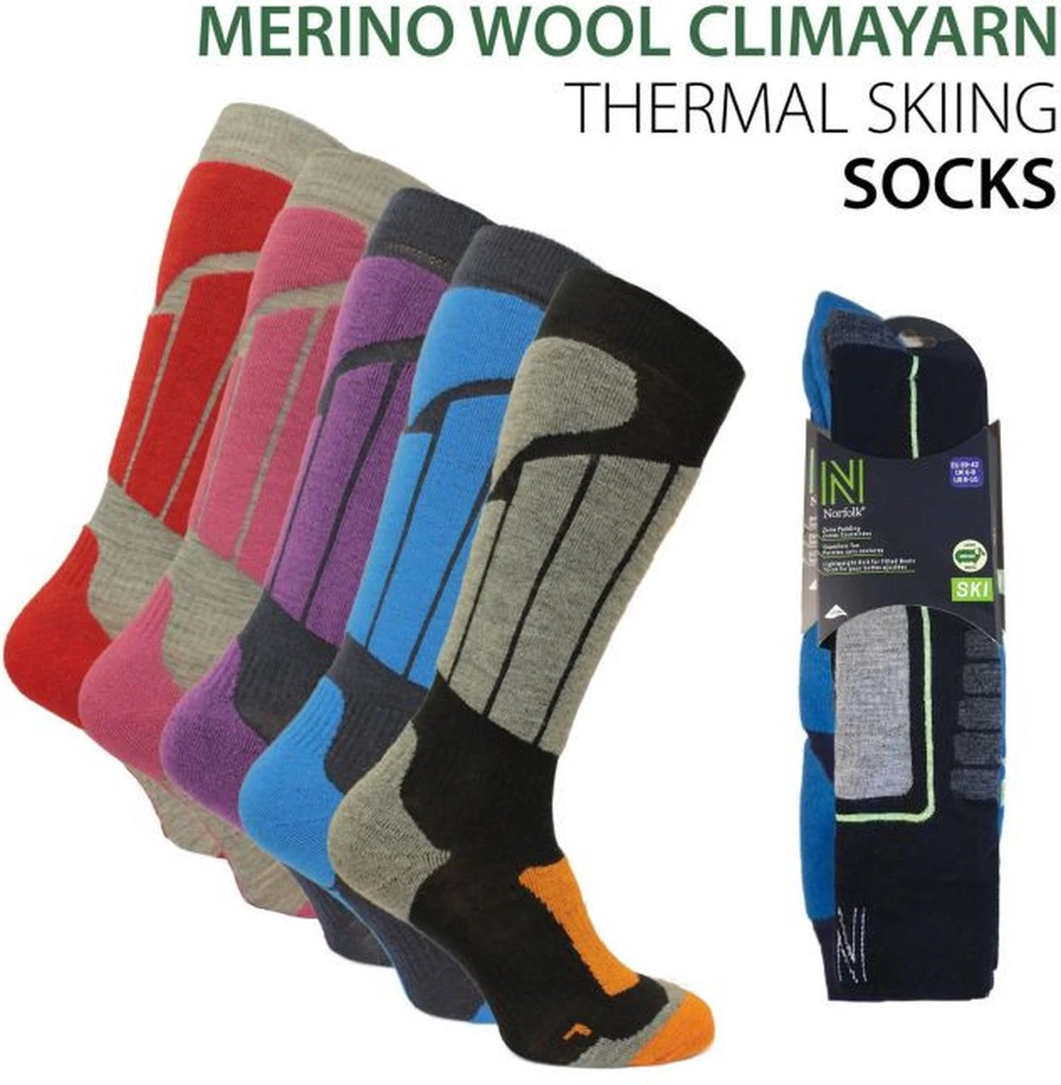 Norfolk Skisokken - Merino Wol Climayarn - Warm En Droog Thermo Skisokken Met Zonedemping - Maat 39-42 - Paars - Aspen 4 Norfolk Skisokken - Merino Wol Climayarn - Warm En Droog Thermo Skisokken Met Zonedemping - Maat 39-42 - Paars - Aspen - Afbeelding 2