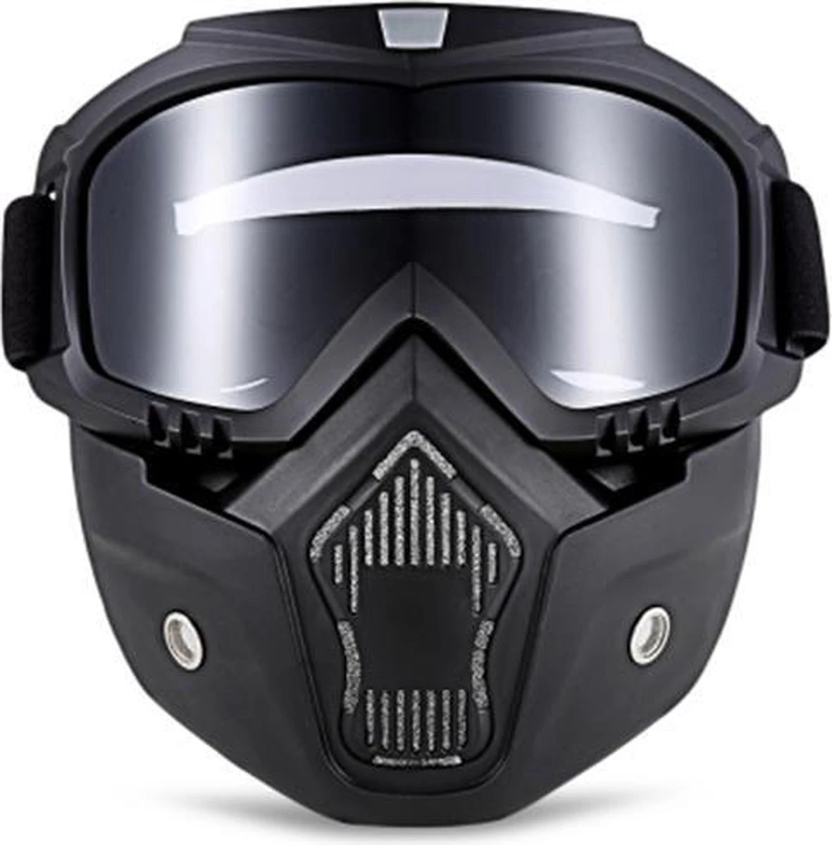 Merkloos Motor-Fiets-Scooter-Ski Bril & Masker I Anti-UV Lens I Zwart 3 Merkloos Motor-Fiets-Scooter-Ski Bril & Masker I Anti-UV Lens I Zwart