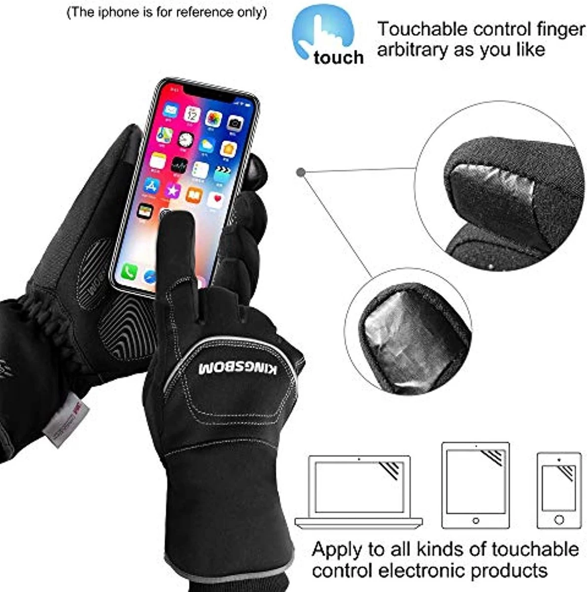 Merkloos Thermische Handschoenen -100°F (-73C) Waterdichte En Winddichte - 3M Thinsulate Winter Touchscreen Warme Handschoenen - Voor Fietsen, Paardrijden, Hardlopen, Buitensporten - Voor Dames En Heren - Zwart 4 Merkloos Thermische Handschoenen -100°F (-73C) Waterdichte En Winddichte - 3M Thinsulate Winter Touchscreen Warme Handschoenen - Voor Fietsen, Paardrijden, Hardlopen, Buitensporten - Voor Dames En Heren - Zwart - Afbeelding 2