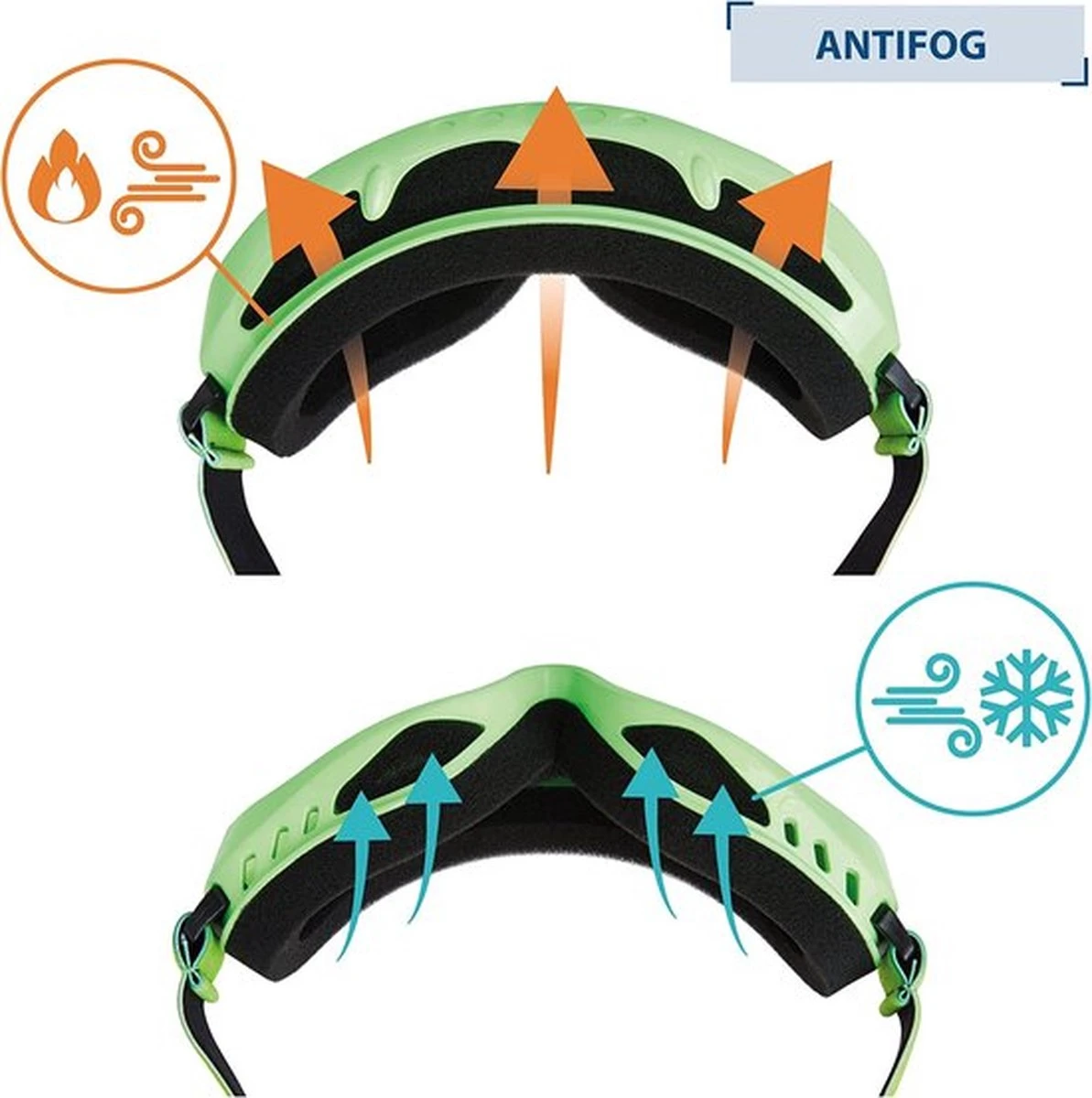Skibril Snowboard Bril - Anti Fog - Groen, Gele Lens - Unisex Volwassen - Wintersport 6 Skibril Snowboard Bril - Anti Fog - Groen, Gele Lens - Unisex Volwassen - Wintersport - Afbeelding 4