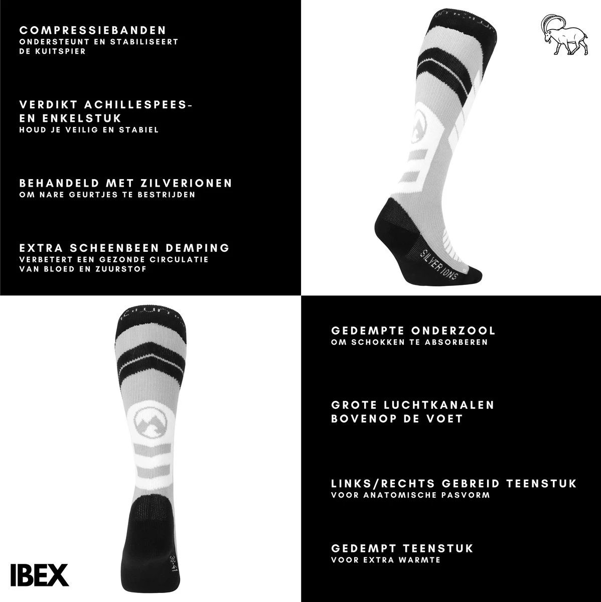 MowMow® - Skisokken Heren - Skisokken Dames - Maat 38-41 - Grijs 4 MowMow® - Skisokken Heren - Skisokken Dames - Maat 38-41 - Grijs - Afbeelding 2