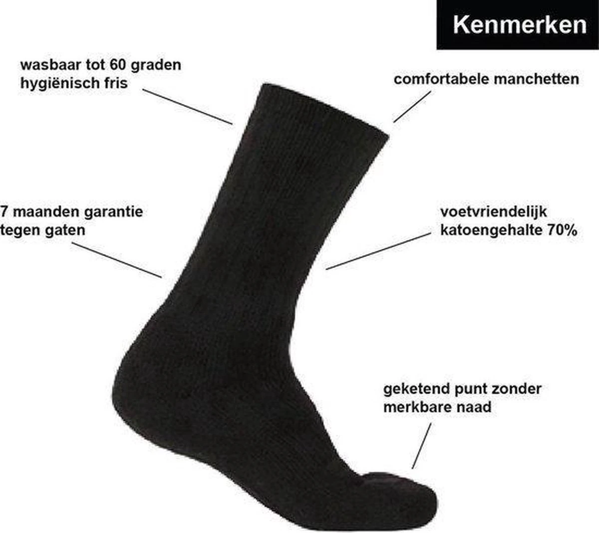 Thermo Sokken ByElbo – 4pack – Maat 43-46 – Badstof Voering – Zwart - Sport Thermo Sok - Thermisch - Warm Sock - Wandelsokken - Winter Ski Sokken - 7 Thermo Sokken ByElbo – 4pack – Maat 43-46 – Badstof Voering – Zwart - Sport Thermo Sok - Thermisch - Warm Sock - Wandelsokken - Winter Ski Sokken - - Afbeelding 5