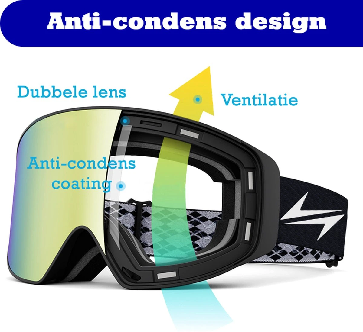 VAIN Azure Slopester Skibril Pack - Anti-condens - Blauwe + Extra Lens 10 VAIN Azure Slopester Skibril Pack - Anti-condens - Blauwe + Extra Lens - Afbeelding 8