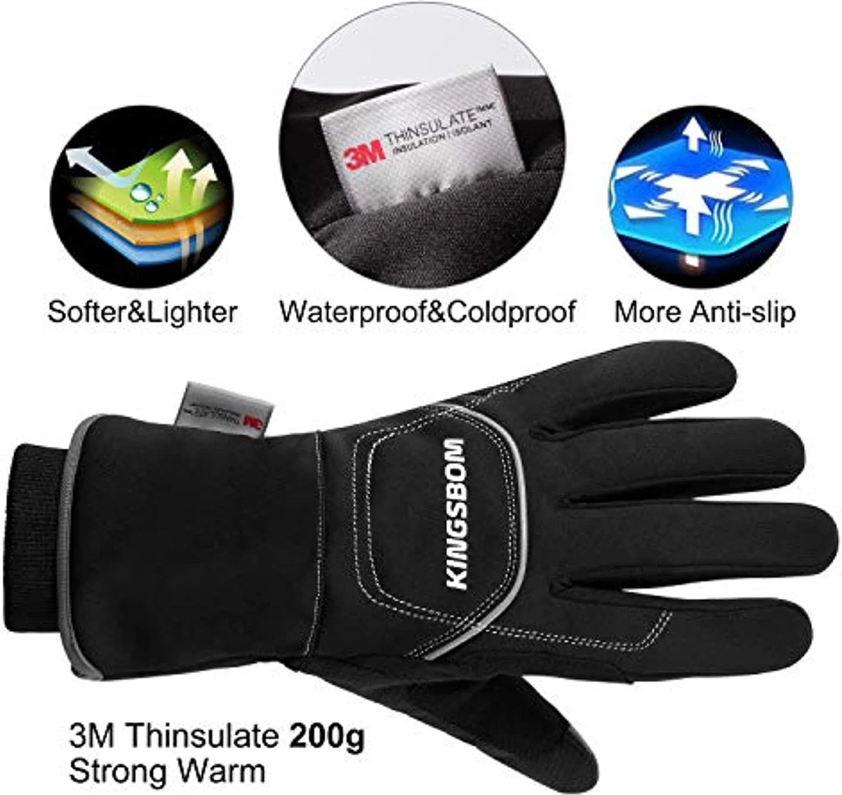 Merkloos Thermische Handschoenen -100°F (-73C) Waterdichte En Winddichte - 3M Thinsulate Winter Touchscreen Warme Handschoenen - Voor Fietsen, Paardrijden, Hardlopen, Buitensporten - Voor Dames En Heren - Zwart 8 Merkloos Thermische Handschoenen -100°F (-73C) Waterdichte En Winddichte - 3M Thinsulate Winter Touchscreen Warme Handschoenen - Voor Fietsen, Paardrijden, Hardlopen, Buitensporten - Voor Dames En Heren - Zwart - Afbeelding 6