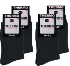 Thermo Sokken ByElbo – 4pack – Maat 39-42 – Badstof Voering – Zwart