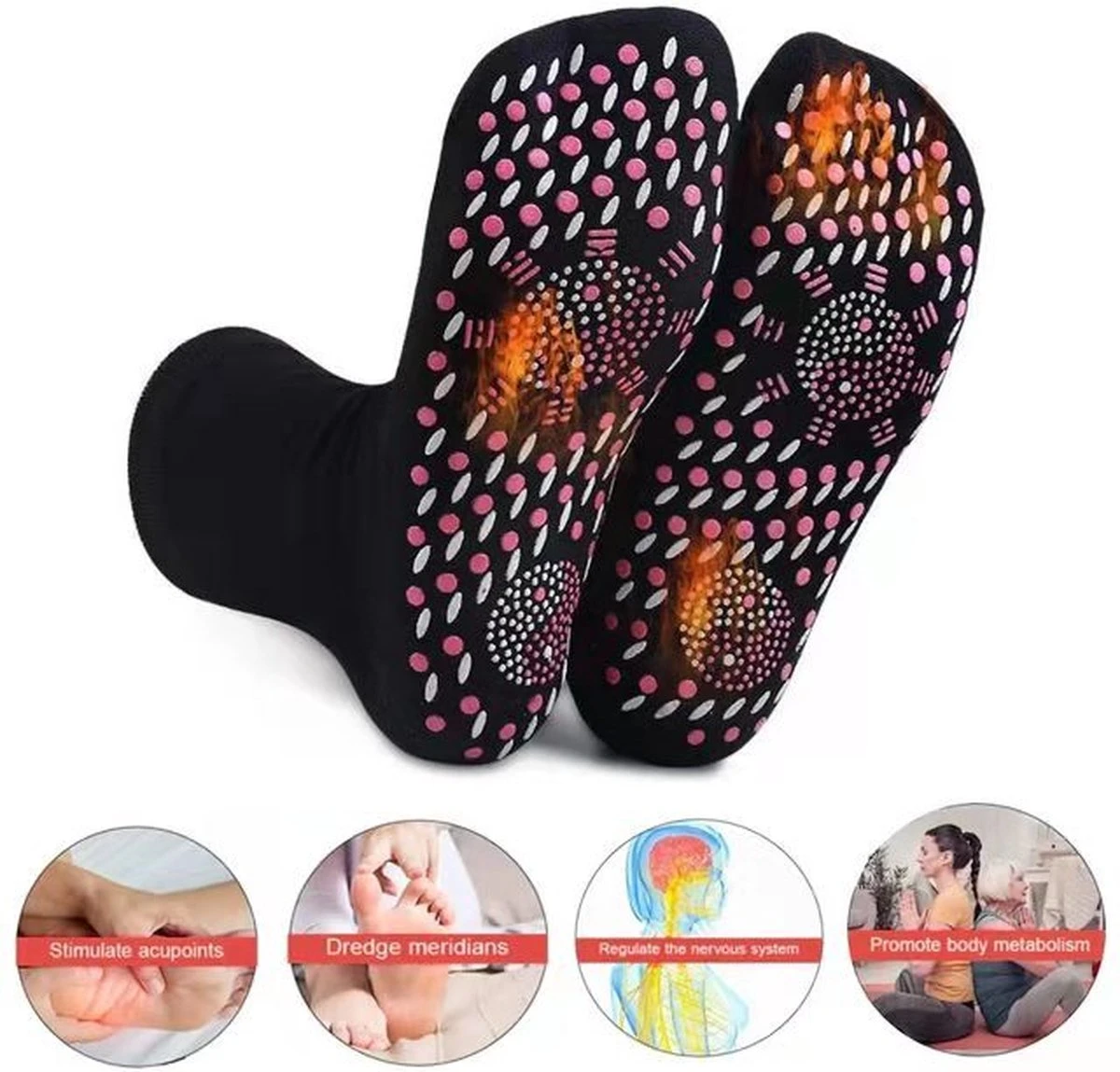 Fleau Home Verwarmde Sokken - Zelf Verwarmend - Antislip - Massage Sokken - One Size - Zwart - Wintersokken - Cadeau Voor Vrouw En Man 7 Fleau Home Verwarmde Sokken - Zelf Verwarmend - Antislip - Massage Sokken - One Size - Zwart - Wintersokken - Cadeau Voor Vrouw En Man - Afbeelding 5