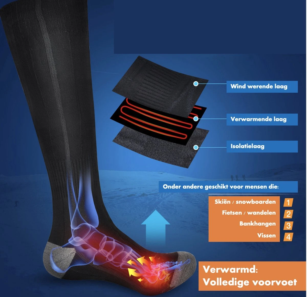 Verwarmde Sokken - Elektrische Sokken - Thermo Sokken - Oplaadbare Accu - Unisex - 3 Warmte Standen - 4000mAh Batterij - One Size Fits All - Wintersport - Wandelen - Skiën 6 Verwarmde Sokken - Elektrische Sokken - Thermo Sokken - Oplaadbare Accu - Unisex - 3 Warmte Standen - 4000mAh Batterij - One Size Fits All - Wintersport - Wandelen - Skiën - Afbeelding 4