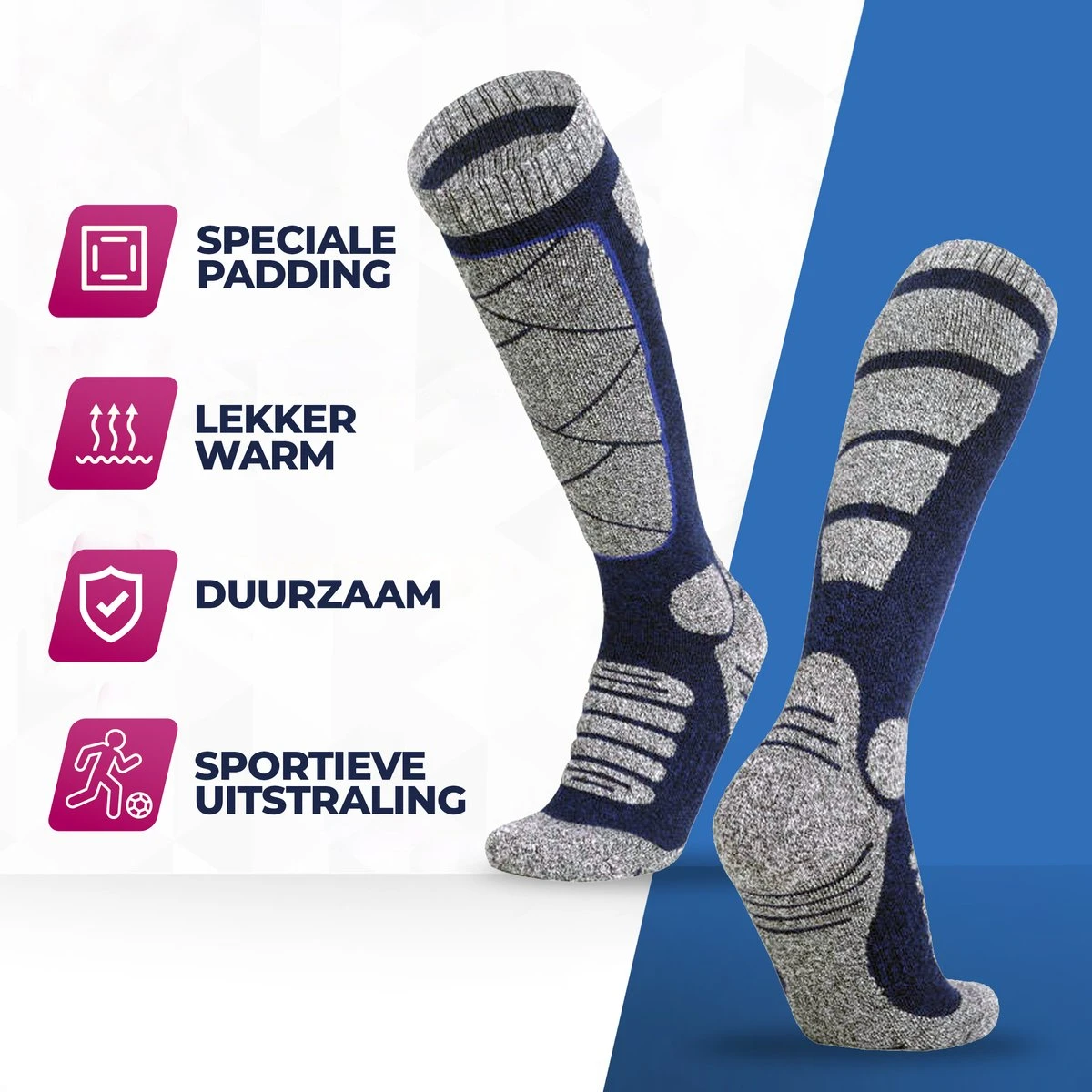 Roegaarden Skisokken - Heren En Dames - 1 Paar - Blauw - S/M 4 Roegaarden Skisokken - Heren En Dames - 1 Paar - Blauw - S/M - Afbeelding 2