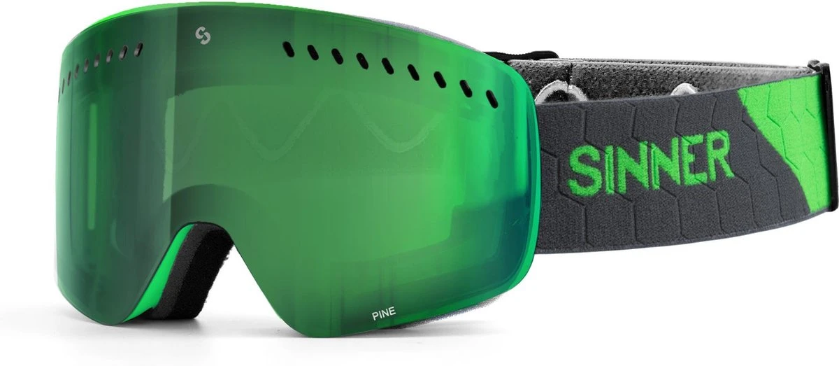 SINNER Pine Skibril - Groen Frame + Groene Spiegellens 3 SINNER Pine Skibril - Groen Frame + Groene Spiegellens - Afbeelding 2