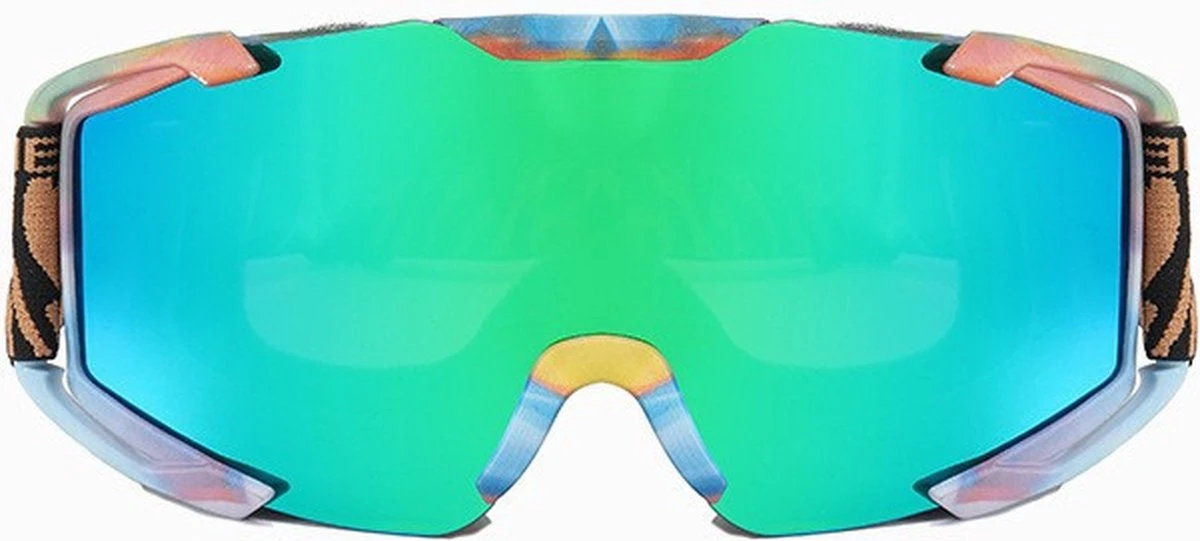 Skibril - Snowboardbril - Crossbril - Groen Blauw Spiegel 4 Skibril - Snowboardbril - Crossbril - Groen Blauw Spiegel - Afbeelding 2
