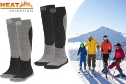 Heat Essentials - Ski Sokken 39 42 - Grijs - 2 Paar - Unisex - Extra Ondersteuning En Demping - Warme Sokken Met Wol - Skisokken Heren - Skisokken Dames - Wintersport Sokken - Huissokken - Compressie Sokken