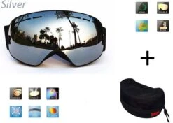 Ski Bril + Hard Case Lens Smoke Zilver Frame Zwart F Type 7 Cat. 0 Tot 4 - ☀/☁ Extra Lens Is Optie.