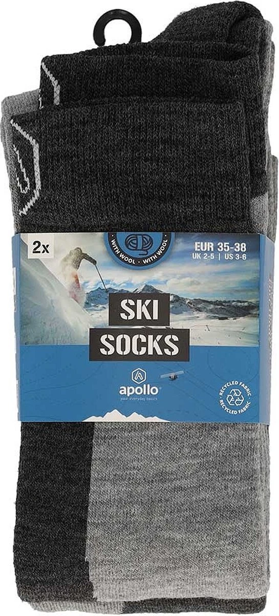 Apollo® Apollo | Skisokken Unisex | Grey Design | 2-Pak | Maat 35/38 | Skisokken Heren | Skisokken Dames 6 Apollo® Apollo | Skisokken Unisex | Grey Design | 2-Pak | Maat 35/38 | Skisokken Heren | Skisokken Dames - Afbeelding 4
